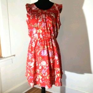 Lauren Conrad Red Floral Print Dress